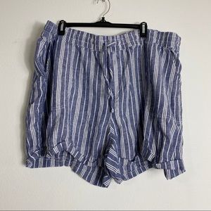 Dip Blue Stripe Linen Shorts 3X
